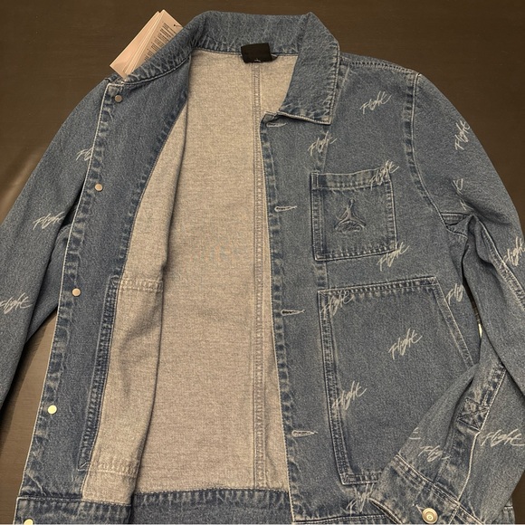 Air Jordan Flight Heritage Denim Button Up Blue Jean Jacket Mens Size S NEW $180 - Picture 5 of 7